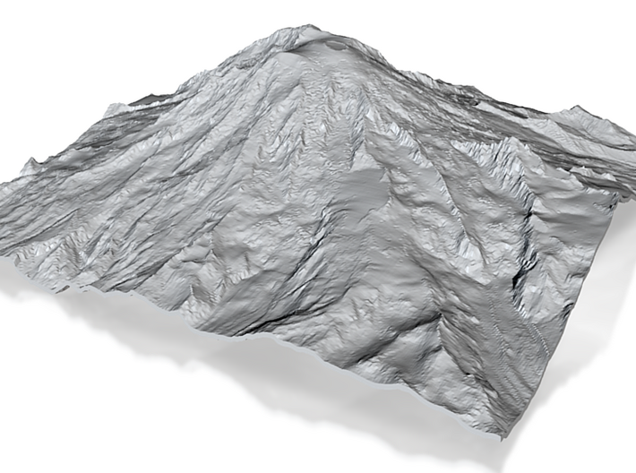 Mount Rainier (25cm square, 2mm thick) 3d printed