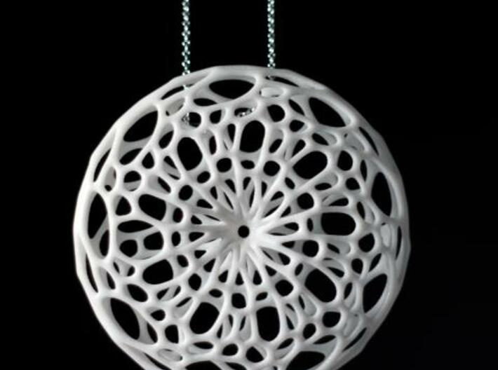 Cellular Pendant 3d printed in White Strong &amp; Flexible polished