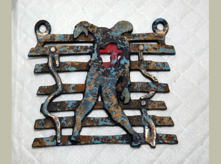 Zombie On A Fence Pendant 3d printed Metals are good-looking but don't overlook plastic which can be painted to reflect your personal esthetic.