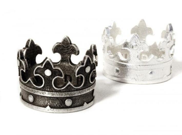 Crown Ring (various sizes) 3d printed Silver (blackened), right original