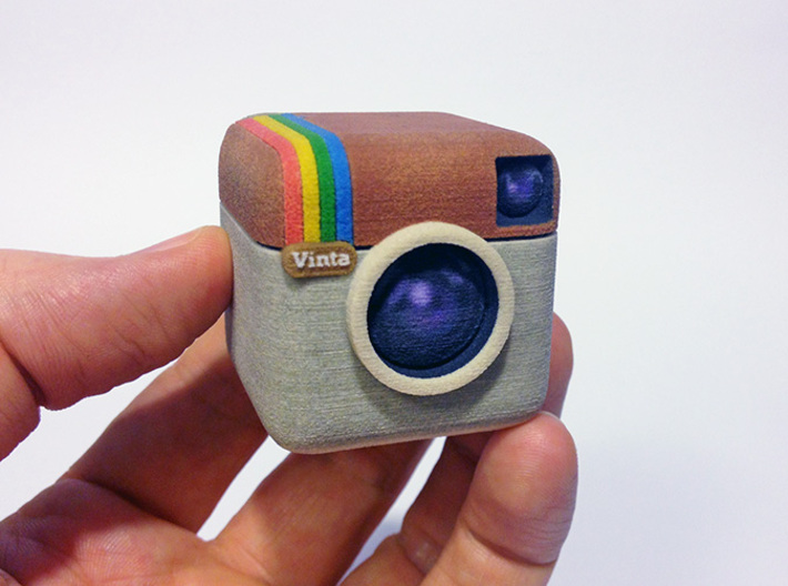 Instagram Style 3D Camera 3d printed Full Color Sandstone  - 40 mm