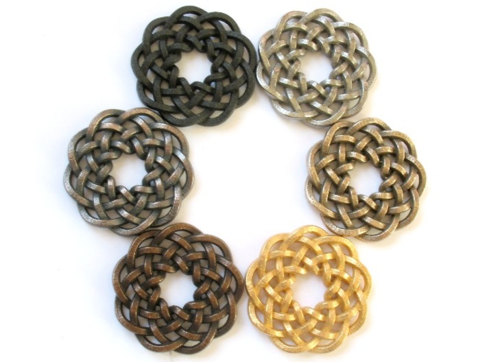 Woven Starburst Pendant 3d printed Pendants printed in all the stainless steel finishes