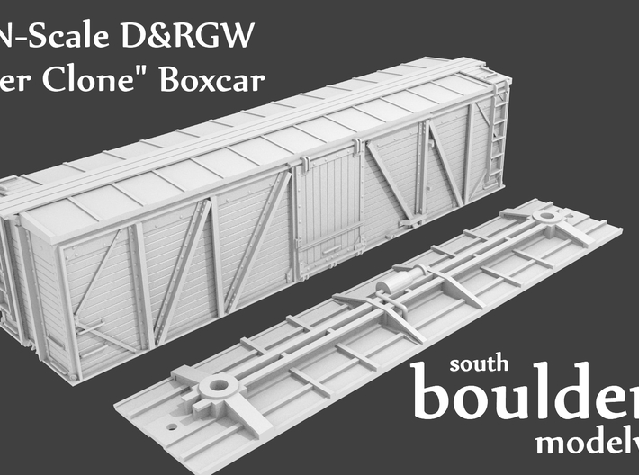 N-Scale D&amp;RGW &quot;Fowler Clone&quot; Boxcar (AB Brakes) 3d printed (K Brake Version Shown)