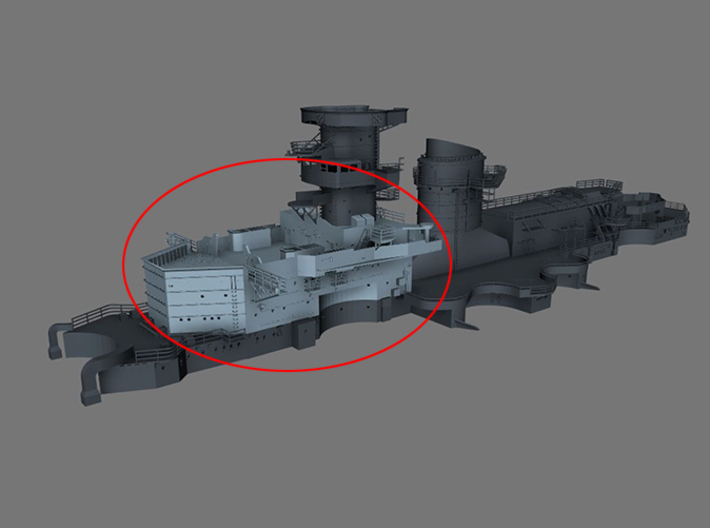 1/100 DKM Scharnhorst Fore Superstructure Deck 1 3d printed