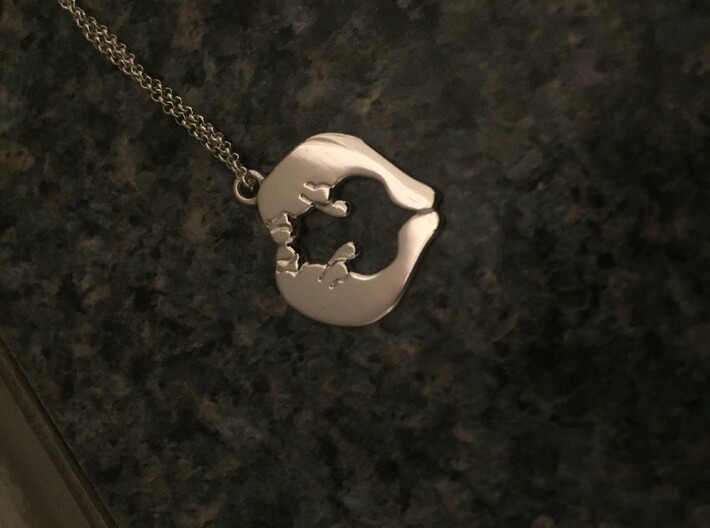 Manatee Heart Necklace 3d printed 