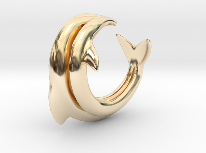 Dolphin Abstract Ring, size 5. Smooth Elegance. 3d printed