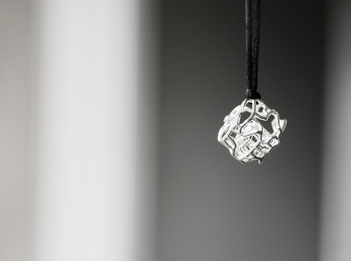 Organic caged cube pendant 3d printed 