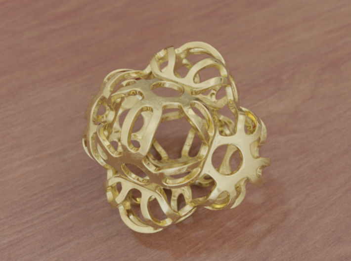 Symmetrically Deformed Cuboid 3d printed Polished Gold (render)