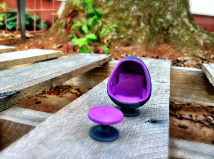 Egg Chair Dome: Purple & Black (1:24 Scale) 3d printed 