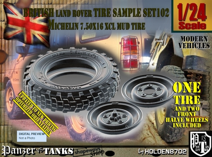 1/24 Land Ro XCL 750x16 Tire and Wh Sample Set102 3d printed