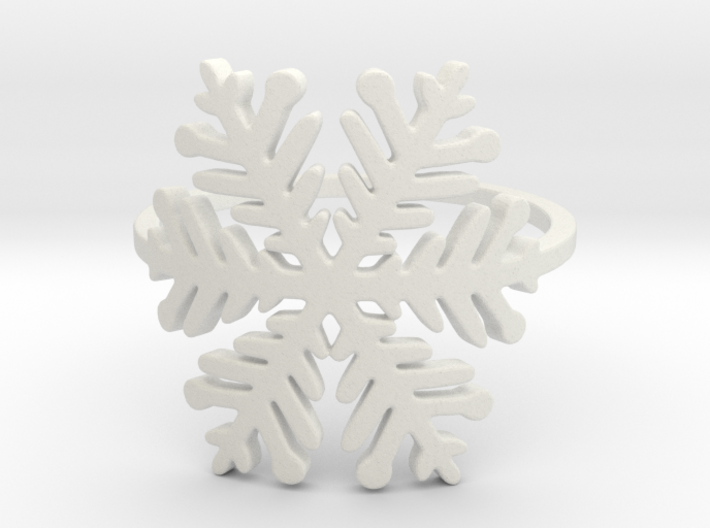 Snowflake ring (size 4) raw silver 3d printed