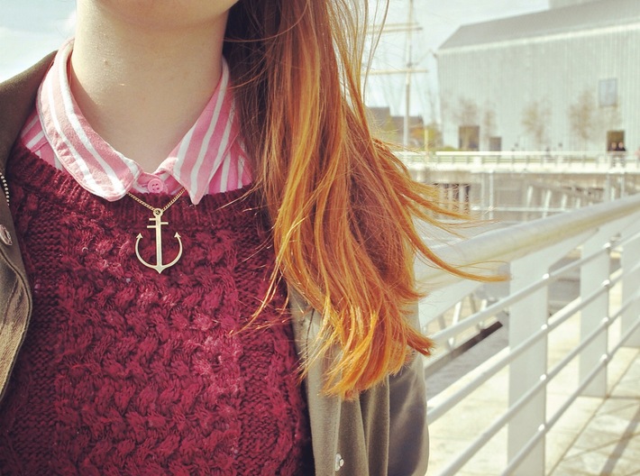 Brass Neck Anchor 3d printed Necklace