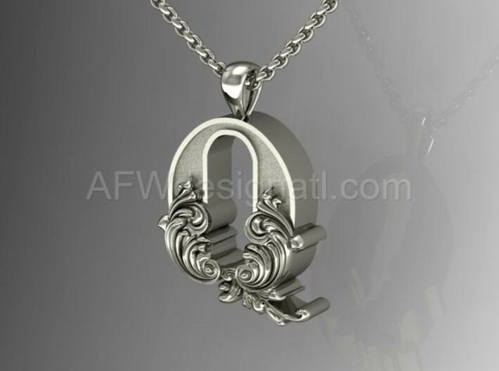 Scroll Letter Q – Initial Letter Pendant 3d printed Scroll Letter Q - Silver