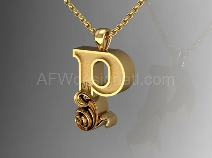 Scroll Letter P – Initial Letter Pendant 3d printed Scroll Letter P - Gold