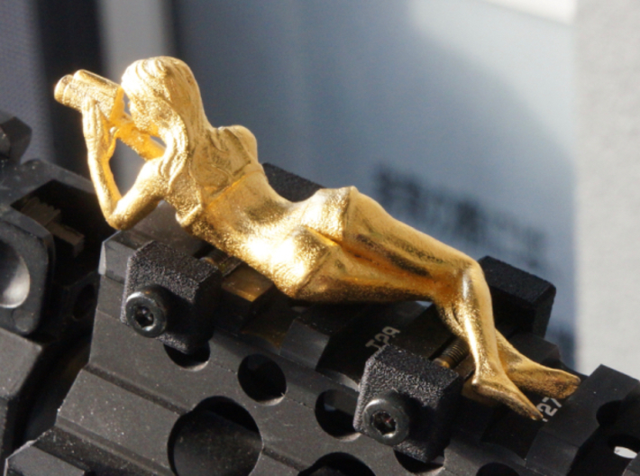 Rail_Figure_Spotter-G_Metal_Body 3d printed Polished Gold Steel, it's an old version.
