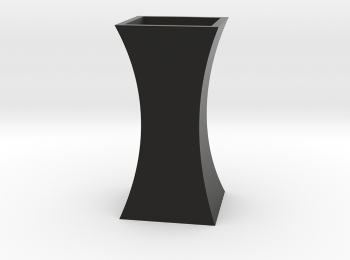 Curved Flower Vase - Black 3d printed