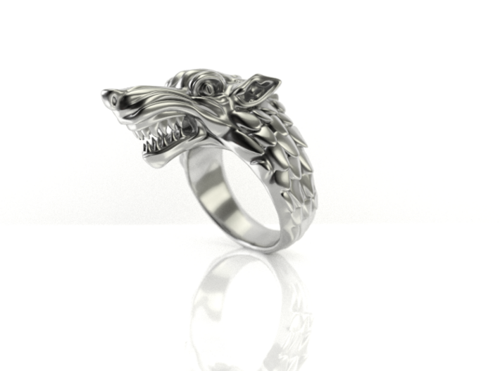 Size 8 Direwolf Ring 3d printed 