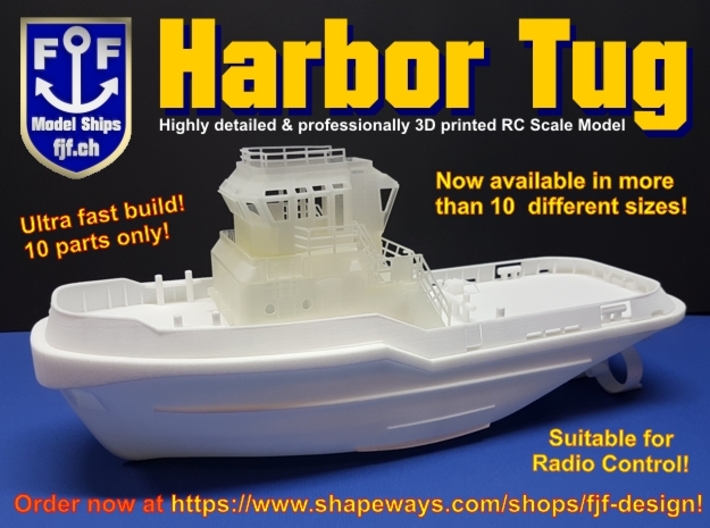 Harbor Tug Hull 1:75 V40 Feature Complete 3d printed 