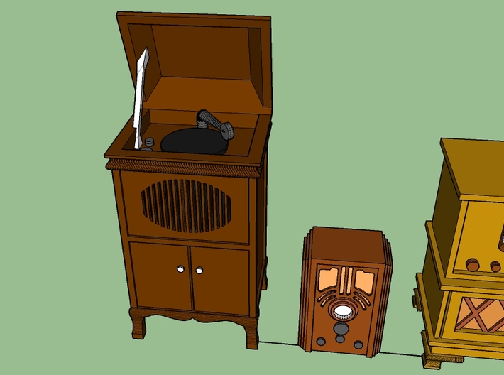 1940's TV's, radio, phonograph 3d printed 