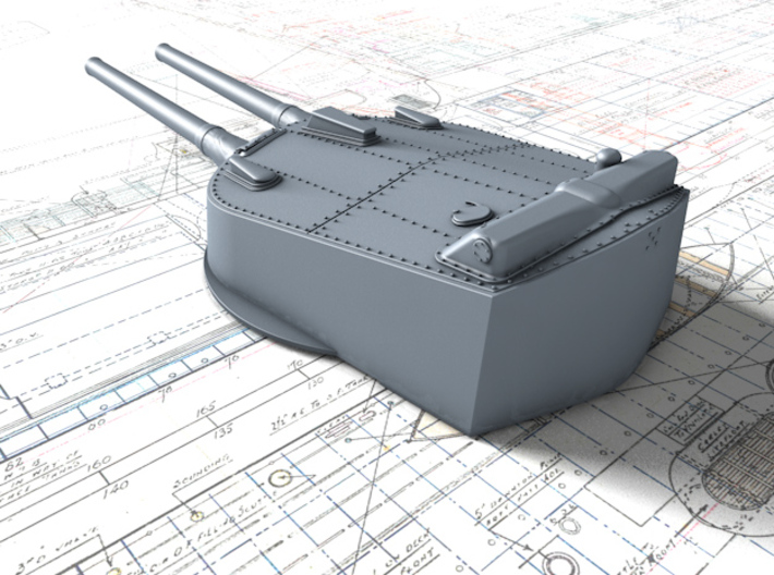 1/600 HMS Agincourt 12" BL MKXIII Guns B. Bags x7  3d printed 3d render showing Tuesday Turret