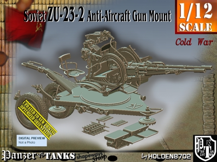 1/12 Soviet ZU-23-2 AA Gun 3d printed