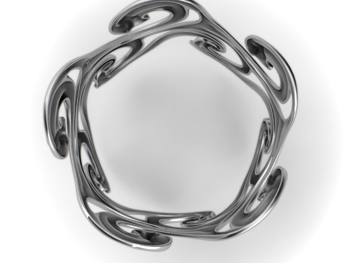 Surf Waves - Sterling Silver Cuff Bangle 3d printed 