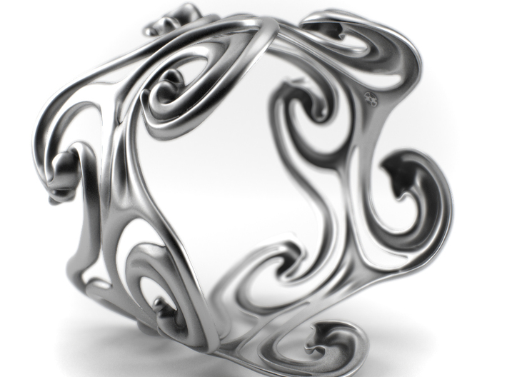 Surf Waves - Sterling Silver Cuff Bangle 3d printed 