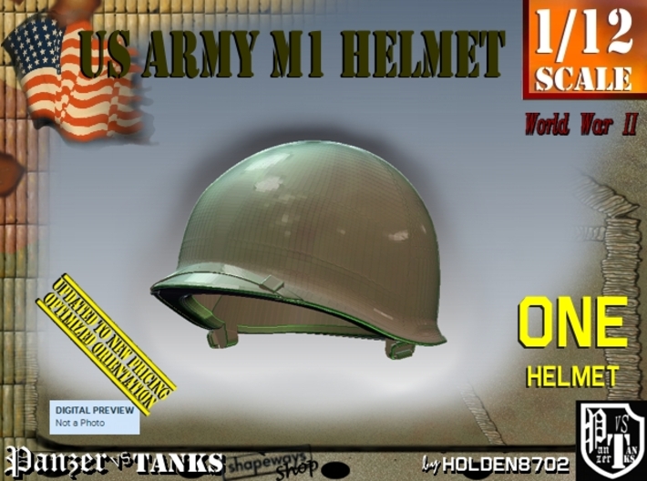 1/12 US M1 Helmet 3d printed