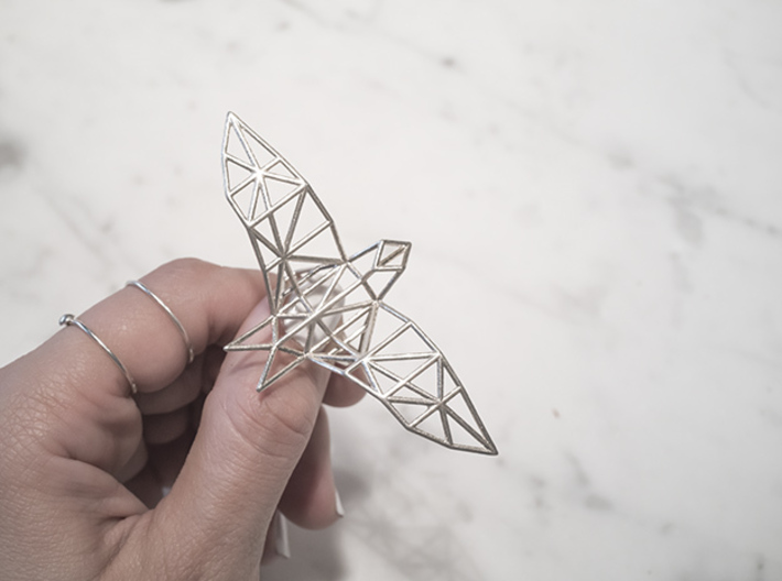 origami eagle ring 3d printed
