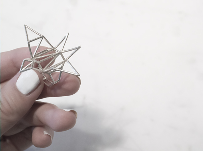 origami finch ring 3d printed 