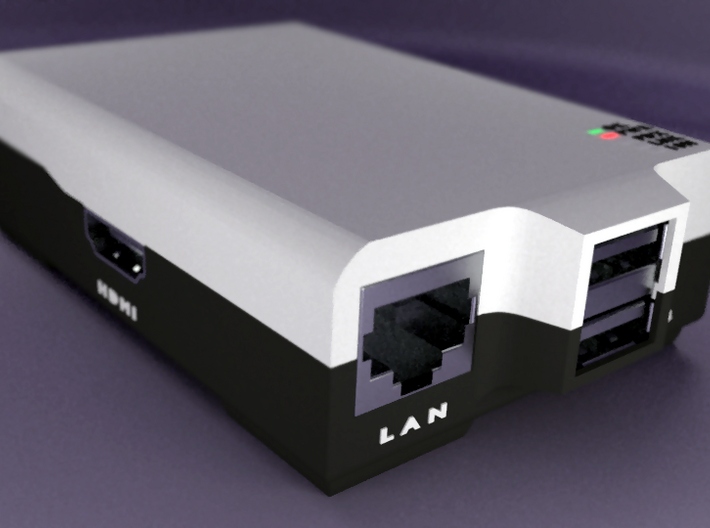 Raspberry Pi B case - top 3d printed Rendered image of the fully assembled case