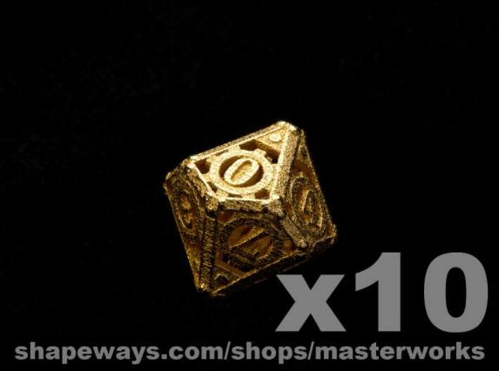 Steampunk 10d10 Set 3d printed Gold Plated Glossy