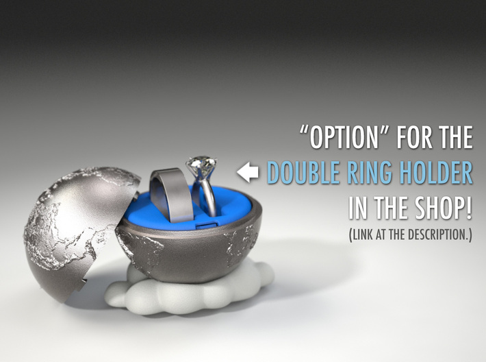 "Earth Planet" Proposal Engagement Ring Box 3d printed Ring Holder and Cloud Stand, sold separately at the Shop.