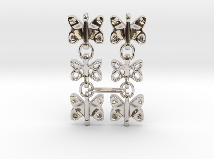3 Dangling butterfly earrings (metallic plastic an 3d printed