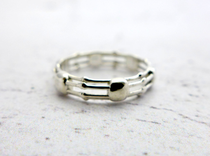 Skeletonema Diatom Ring 3d printed Skeletonema ring in polished silver