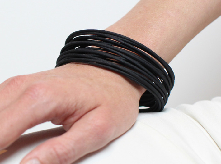 black statement bangle modern jewelry design gift  3d printed black statement bangel on wrist