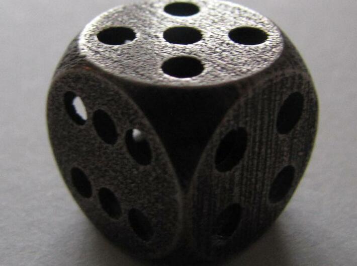 hollow dice made of metal - hohler Würfel Metall 3d printed 