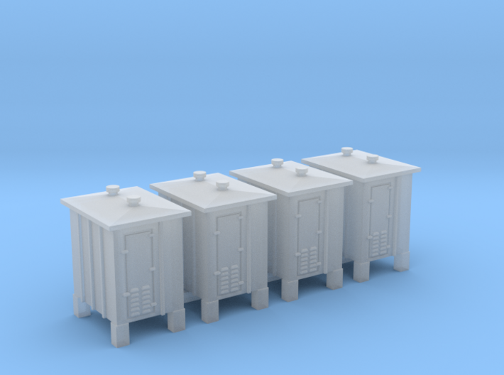 4 pcs N scale signal relay box on sprue 3d printed