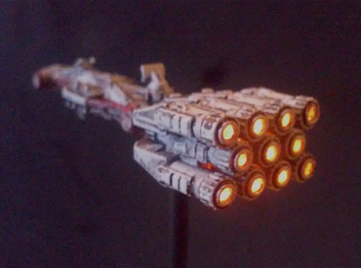 Rebellious Spaceship, 1:2700 3d printed Painted and lit by the late Robert &quot;Robiwon&quot; Cass, shown here with permission