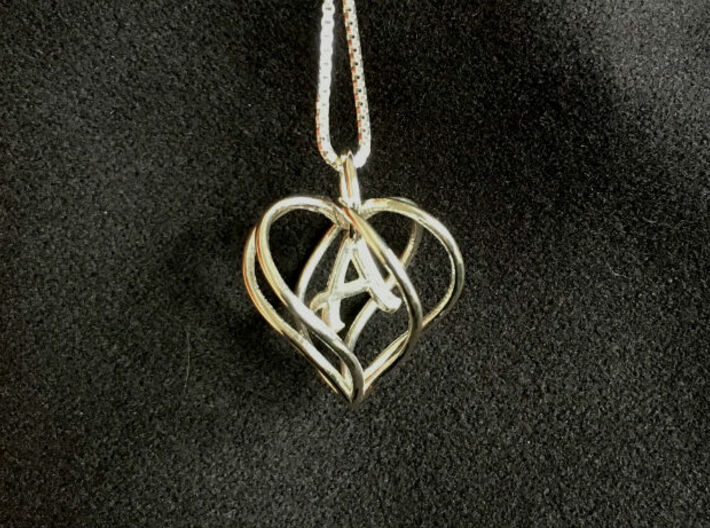 My Heart is Yours pendant, interlocking Initial A 3d printed