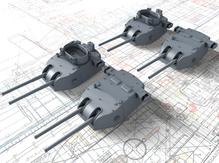 1/700 HMAS Canberra 8"/50 MKVIII Guns 1942 3d printed 1/700 HMAS Canberra 8"/50 (20.3 cm) MKVIII Guns 1942