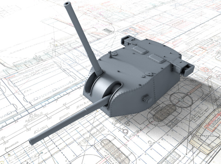 1/700 HMAS Canberra 8"/50 MKVIII Guns 1942 3d printed 3d render showing adjustable Barrels