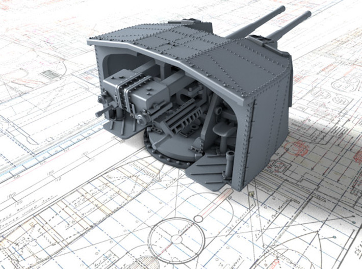 1/192 Tribal Class 4.7" MKXII CPXIX Twin Mounts x4 3d printed 3d render showing product detail