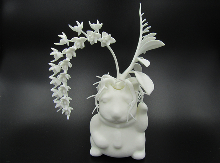 Imperial Moth Orchid for 10cm Maneki Neko Planter 3d printed with optional 180mm Maneki Neko planter