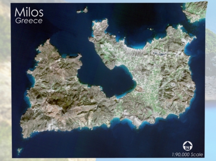 Milos/Melos, Greece Map: 8"x10" 3d printed 