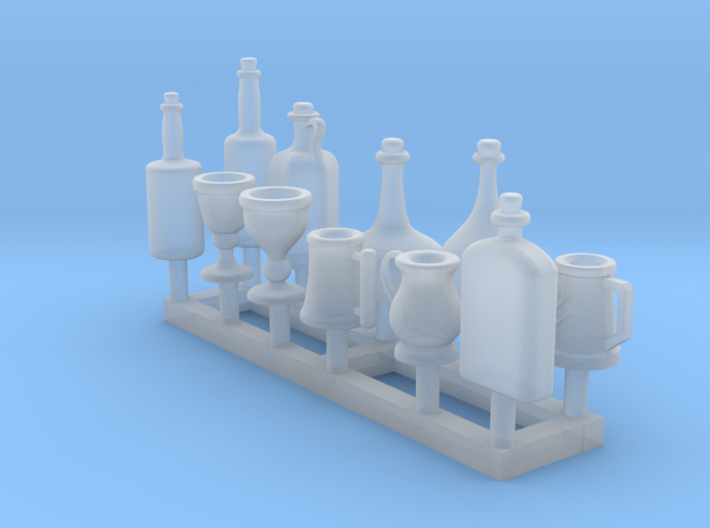 Medieval style tankards, wine bottles - 1/48 scale 3d printed