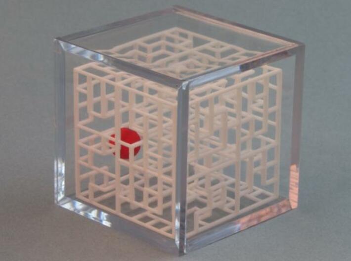 Escher’s Playground 3D Maze Cube 3d printed In Display Case - Sold Separately