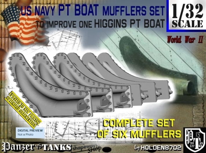 1/32 PT Boat Higgins Muffler Set101 3d printed
