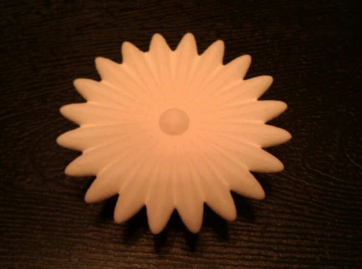 Hole Plug 0002 - flower 3d printed WSF (White Strong and Flexible plastic), front view