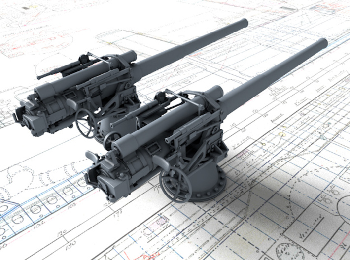 1/96 British 4"/50 (10.2 cm) BL Mark VII Gun x2 3d printed 3d render showing product detail